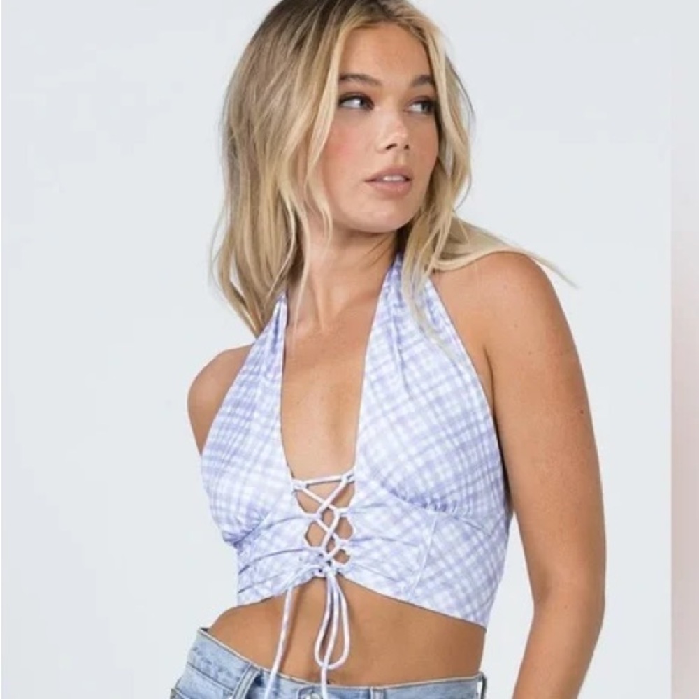 Princess Polly Gingham Tie Top